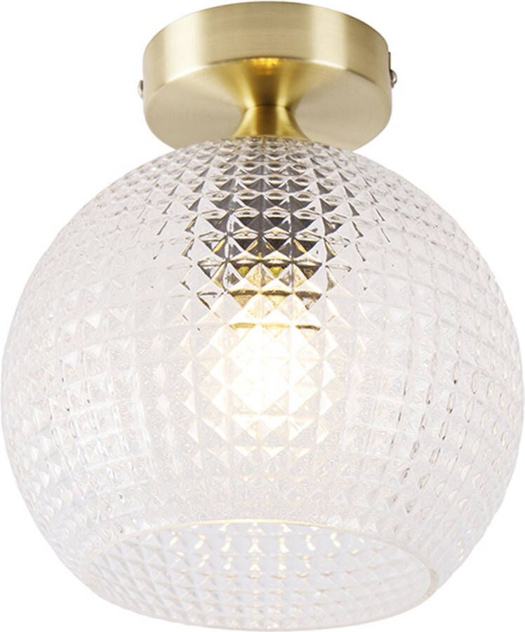 QAZQA sphere Art Deco Dimbare LED Smart Plafondlamp incl. wifi met Dimmer 1 lichts Ø 20 cm Goud messing Woonkamer Slaapkamer Keuken