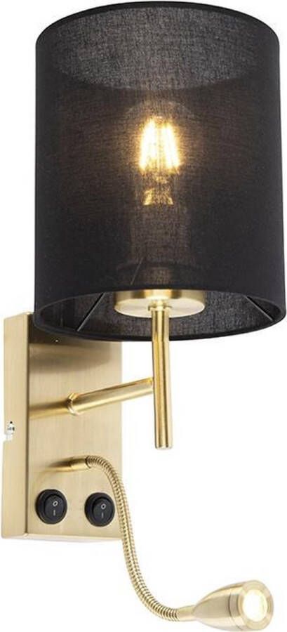 QAZQA stacca Art Deco LED Wandlamp voor binnen 1 lichts D 200 mm Zwart Goud Woonkamer Slaapkamer