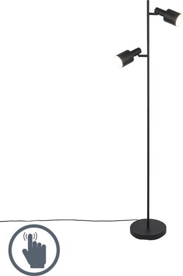 QAZQA stijn Moderne Vloerlamp Staande Lamp 2 lichts H 1560 mm Zwart Woonkamer Slaapkamer