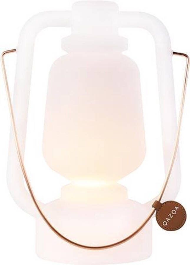 QAZQA storm Moderne Dimbare LED Draadloze Oplaadbare Staande Buitenlamp USB Staande Lamp voor buiten met Dimmer 1 lichts H 300 mm Wit Buitenverlichting