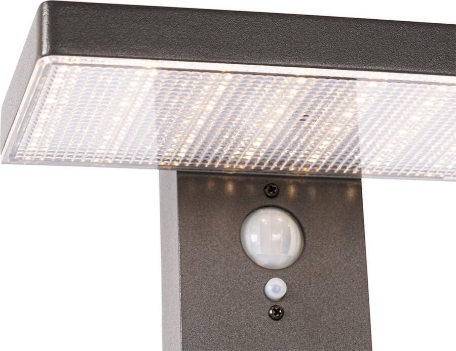 QAZQA sunnie Moderne LED Dimbare Staande Buitenlamp Staande Lamp voor buiten met Dimmer met Solar Zonne energie 1 lichts H 80 cm Donkergrijs Buitenverlichting