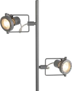 QAZQA suplux Industriele Vloerlamp Staande Lamp 2 lichts H 1500 mm Donkergrijs Industrieel Woonkamer Slaapkamer Keuken