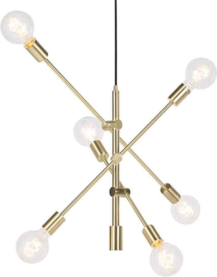 QAZQA sydney Retro Hanglamp voor boven de eettafel | in eetkamer 6 lichts Ø 750 mm Goud messing Woonkamer | Slaapkamer | Keuken