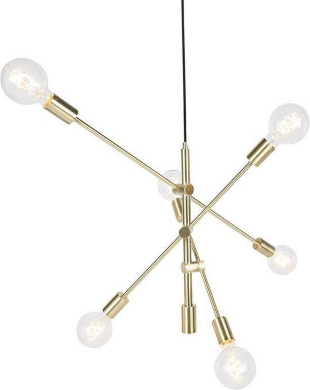 QAZQA sydney Retro Hanglamp voor boven de eettafel in eetkamer 6 lichts Ø 780 mm Messing Woonkamer Slaapkamer Keuken