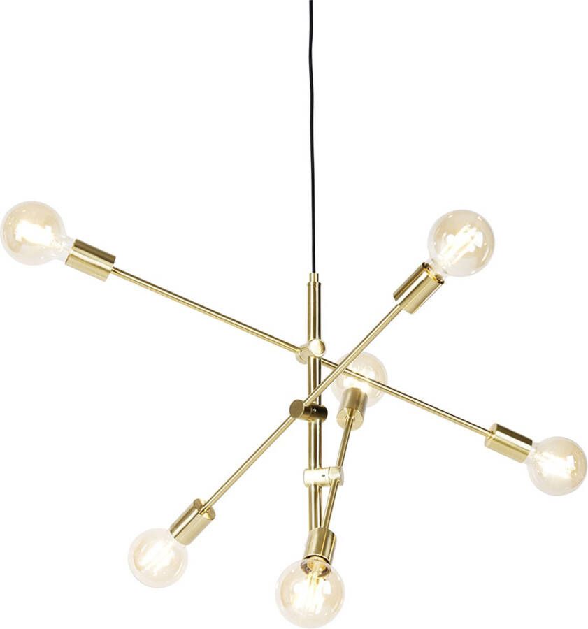 QAZQA 106294 sydney Retro LED Smart Hanglamp incl. wifi voor boven de eettafel in eetkamer 1 lichts Ø 75 cm Goud messing Woonkamer Slaapkamer Keuken