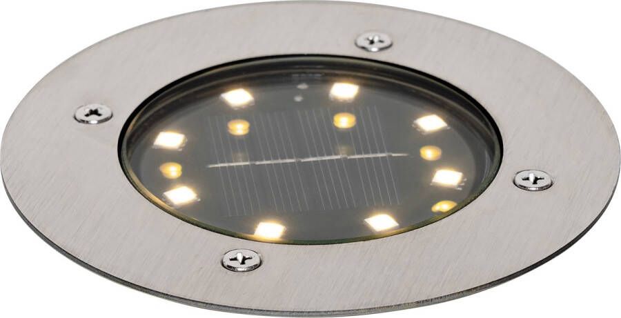 QAZQA terry Moderne LED Grondspot met Solar Zonne energie 1 lichts Ø 12 cm Staal Buitenverlichting