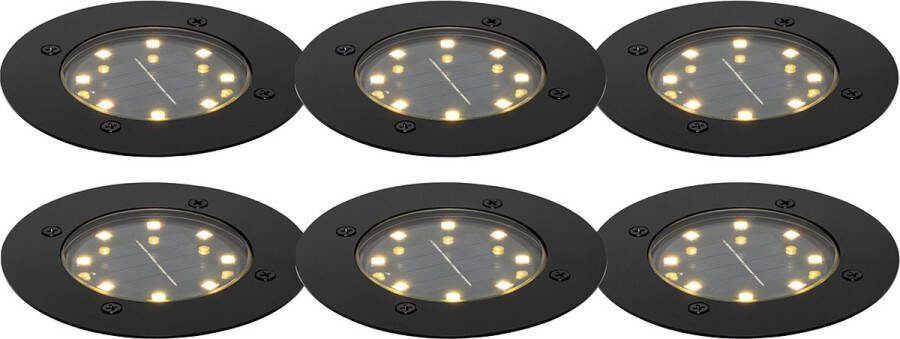QAZQA terry Moderne LED Grondspot met Solar Zonne energie 1 lichts Ø 12 cm Zwart Buitenverlichting