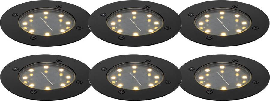 QAZQA terry Moderne LED Grondspot met Solar Zonne energie 1 lichts Ø 12 cm Zwart Buitenverlichting