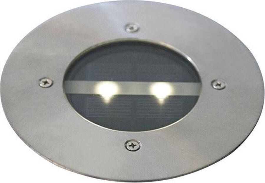 QAZQA tiny Moderne LED Grondspot met Solar Zonne energie 1 lichts Ø 12 cm Staal Buitenverlichting