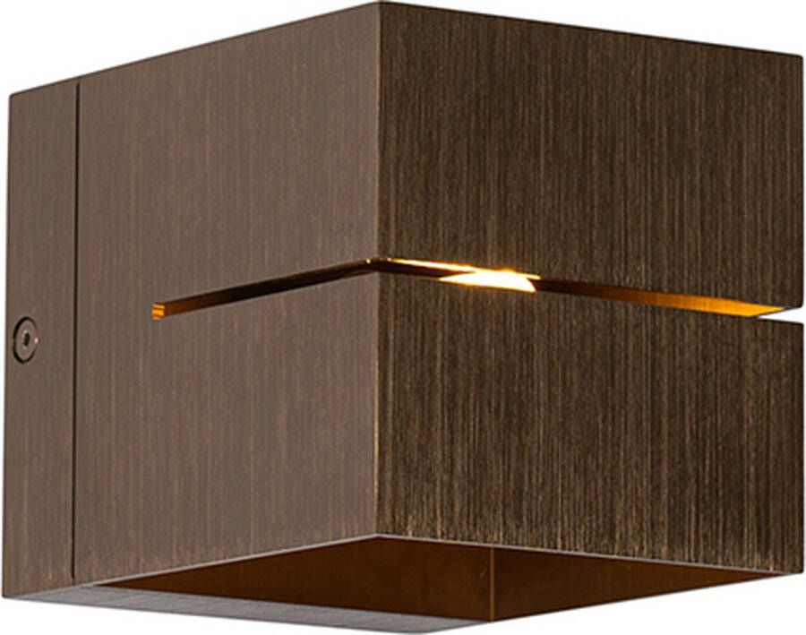 QAZQA transfer Moderne Wandlamp voor binnen 1 lichts D 12.18 cm Brons Woonkamer Slaapkamer Keuken