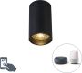 QAZQA tuba Design LED Dimbare Smart Plafondspot | Spotje | Opbouwspot incl. wifi met Dimmer 1 lichts Ø 5.5 cm Zwart Woonkamer | Slaapkamer | Keuken - Thumbnail 1