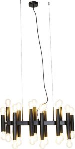 QAZQA tubi Art Deco Hanglamp eettafel 24 lichts L 70 cm Zwart Woonkamer