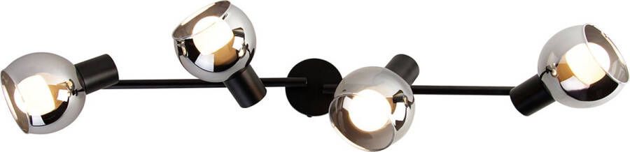 QAZQA vidro Art Deco LED Dimbare Smart Plafondlamp incl. wifi met Dimmer 4 lichts L 77 cm Zwart Woonkamer Slaapkamer Keuken
