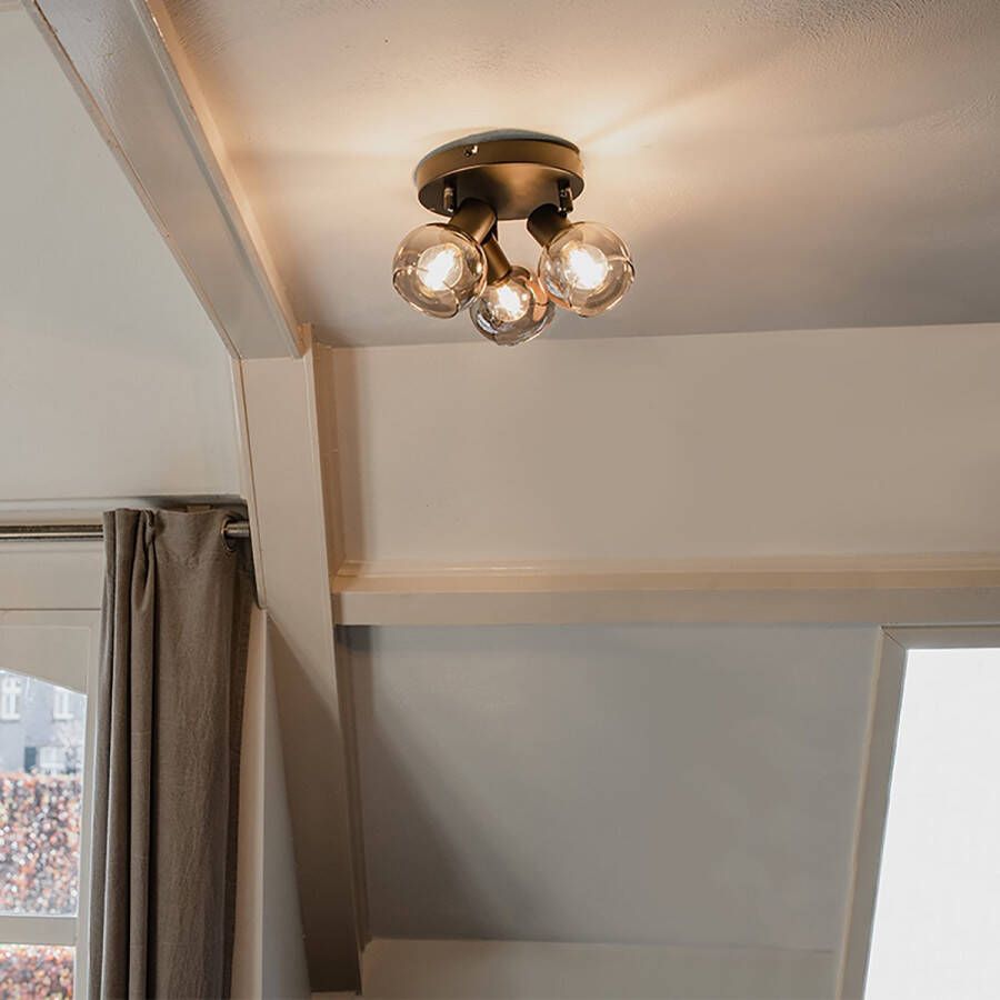 QAZQA vidro Art Deco LED Dimbare Smart Plafondspot Spotje Opbouwspot incl. wifi met Dimmer 3 lichts Ø 35 cm Zwart Woonkamer Slaapkamer Keuken