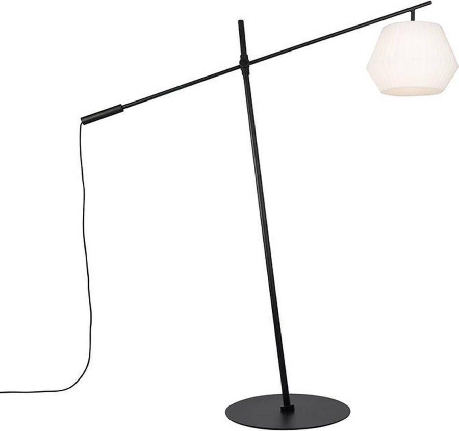 QAZQA virginia Vloerlamp met zwenkarm 1 lichts H 220 cm Zwart