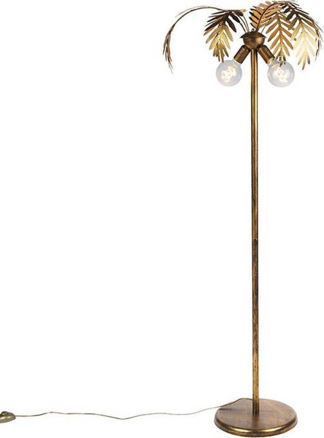 QAZQA Vintage vloerlamp goud 156 cm 2-lichts Botanica