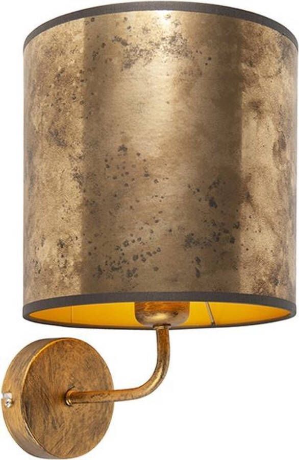 QAZQA Vintage wandlamp goud met brons velours kap Matt