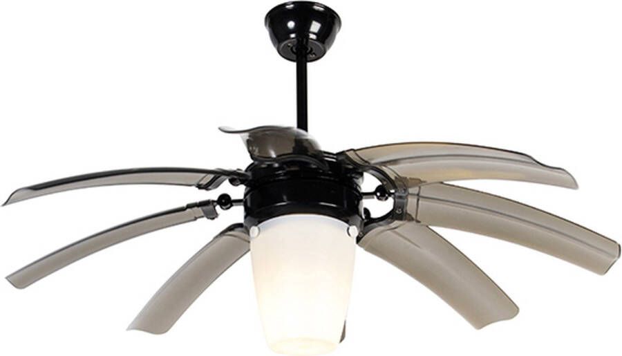QAZQA wings Moderne Plafondventilator met lamp 1 lichts Ø 106.6 cm Zwart Woonkamer | Slaapkamer | Keuken