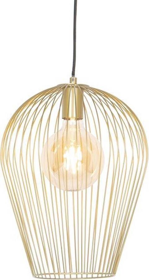 QAZQA wire Design Hanglamp 1 lichts Ø 30 cm Goud messing Woonkamer Slaapkamer Keuken