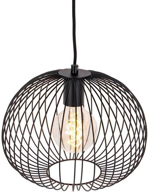 QAZQA wire Design Hanglamp 1 lichts Ø 300 mm Zwart Woonkamer Slaapkamer Keuken