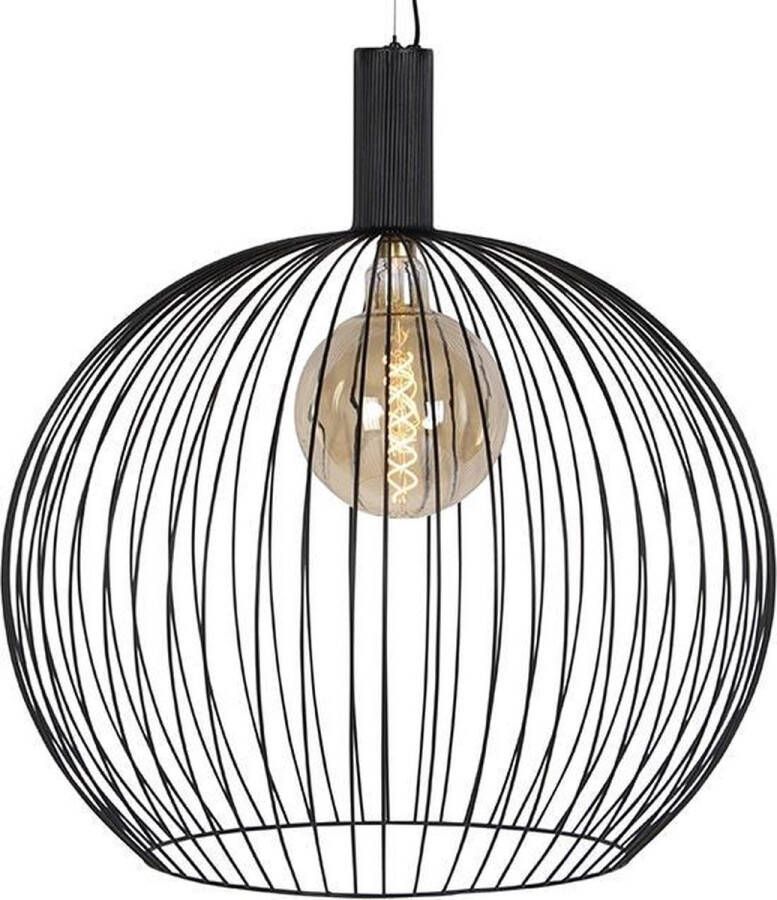 QAZQA wire Moderne Grote hanglamp voor boven de eettafel in eetkamer 1 lichts Ø 70 cm Zwart Woonkamer Slaapkamer Keuken