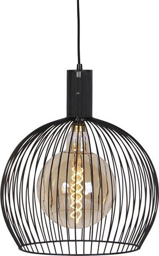 QAZQA Design ronde hanglamp zwart 40 cm Dos
