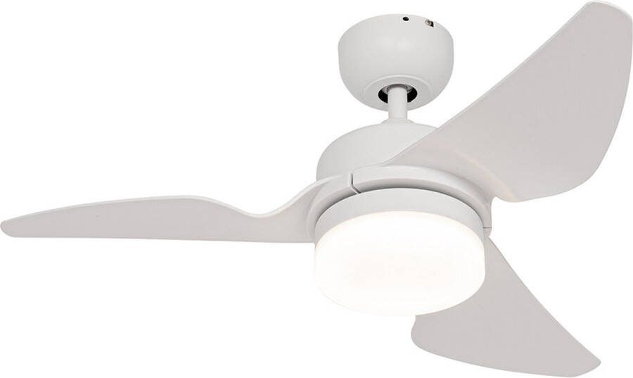 QAZQA yuki Dimbare LED Plafondventilator met Verlichting Lamp en Afstandsbediening 1 lichts Ø 86.7 cm Wit Woonkamer Slaapkamer Keuken
