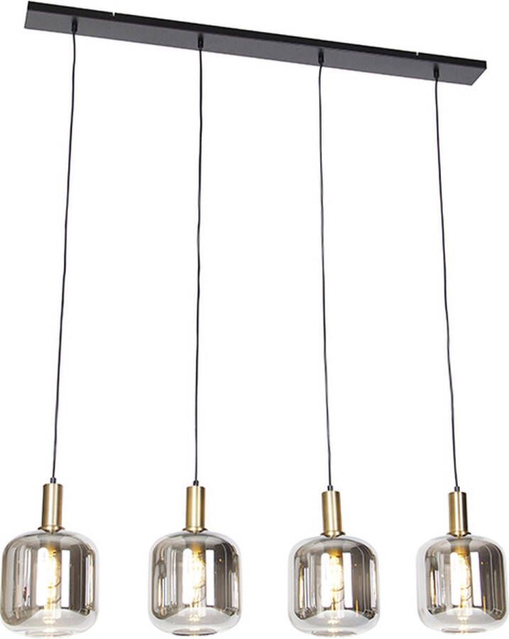 QAZQA zuzanna Design Hanglamp eettafel voor boven de eettafel in eetkamer 4 lichts L 120 cm Goud messing Woonkamer Slaapkamer Keuken