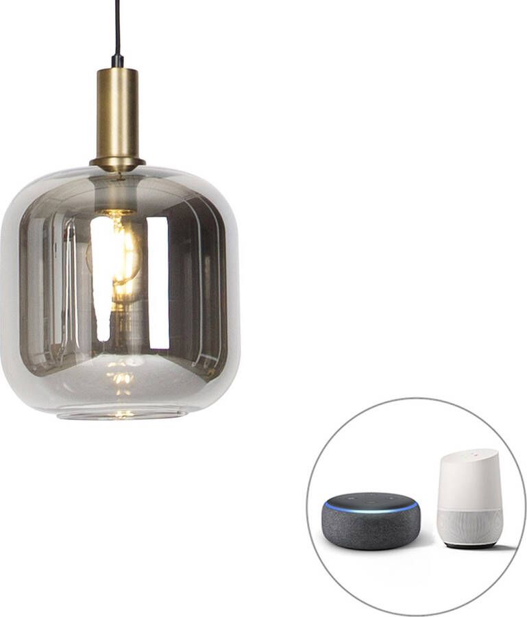QAZQA zuzanna Design LED Dimbare Smart Hanglamp incl. wifi met Dimmer 1 lichts Ø 25 cm Grijs Woonkamer Slaapkamer Keuken