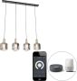 QAZQA zuzanna Design LED Smart Hanglamp eettafel incl. wifi voor boven de eettafel in eetkamer 4 lichts L 120 cm Goud messing Woonkamer Slaapkamer Keuken - Thumbnail 1
