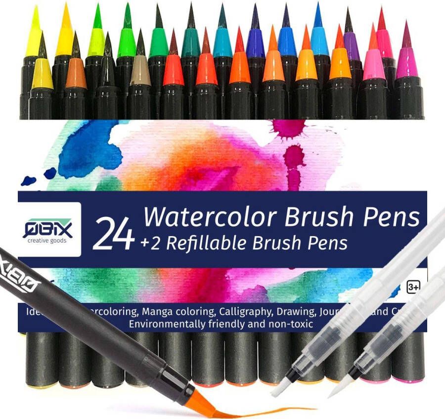 QBIX Brush pennen set Penseelstiften brush pens 26 brushpen set