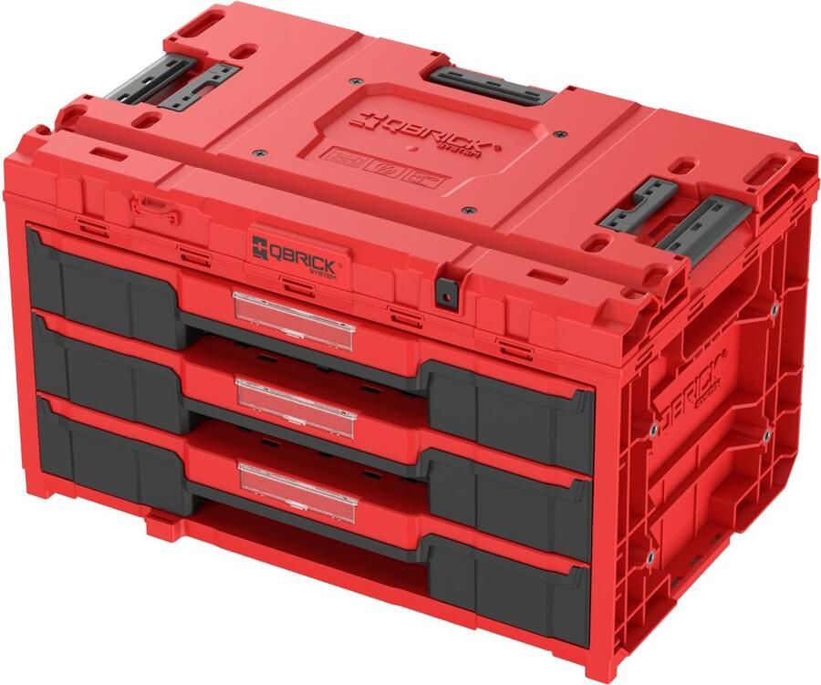 Qbrick System ONE Lade 3 Gereedschapskist 2.0 Rood Ultra HD Gereedschapskist 587 x 380 x 340 mm 27 l met drie laden