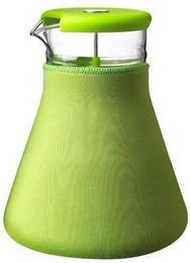 Qdo Karaf Glas Met Neopreen Sleeve Voor Losse Thee 1 2 liter Groen
