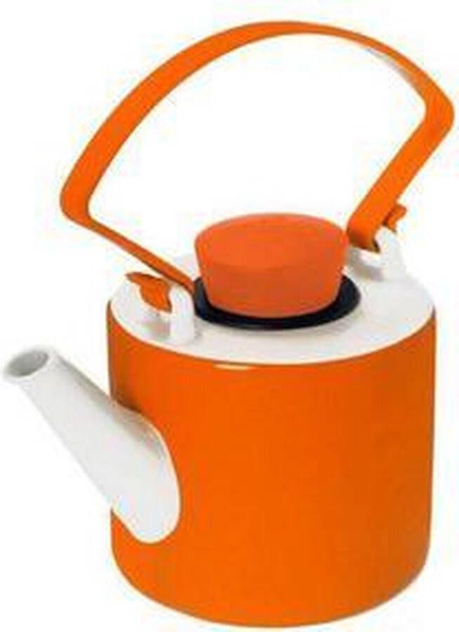 Qdo Theepot Porselein Cylinder Met Clip Handvat 1 liter Oranje