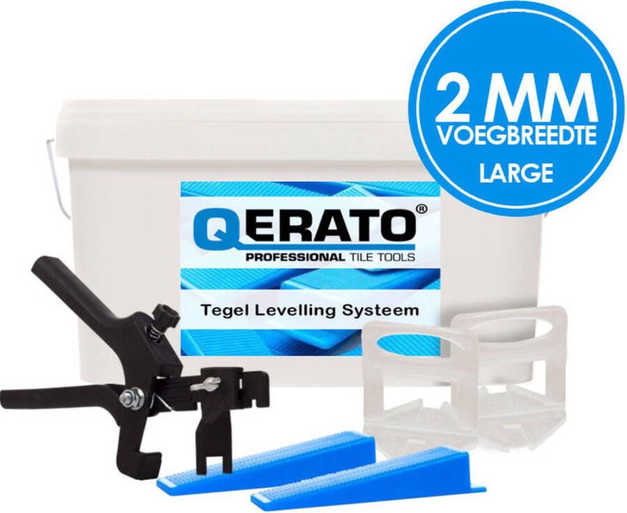 Qerato Levelling 2 mm Large Kit 200 Tegel levelling clips (200 stuks) Inclusief 200 keggen & tang Nivelleer systeem- tegeldikte 11-20 mm