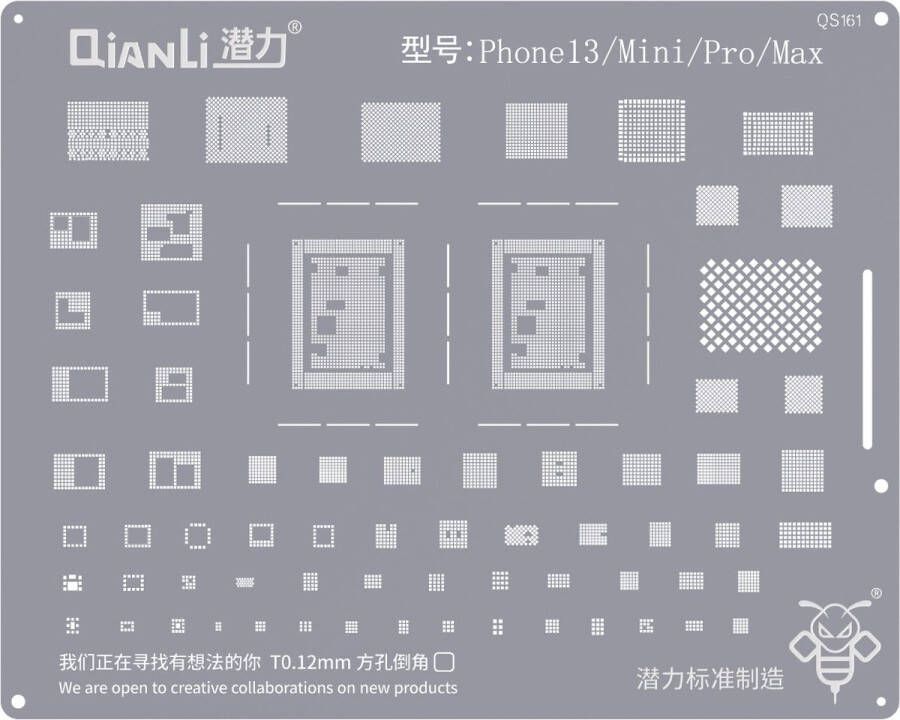 QIANLI Bumblebee Stencil voor iPhone 13 Family Soldering and Accessories Reballing Stencil iPhone 13 Mini iPhone 13 Pro iPhone 13 Pro Max Compatible