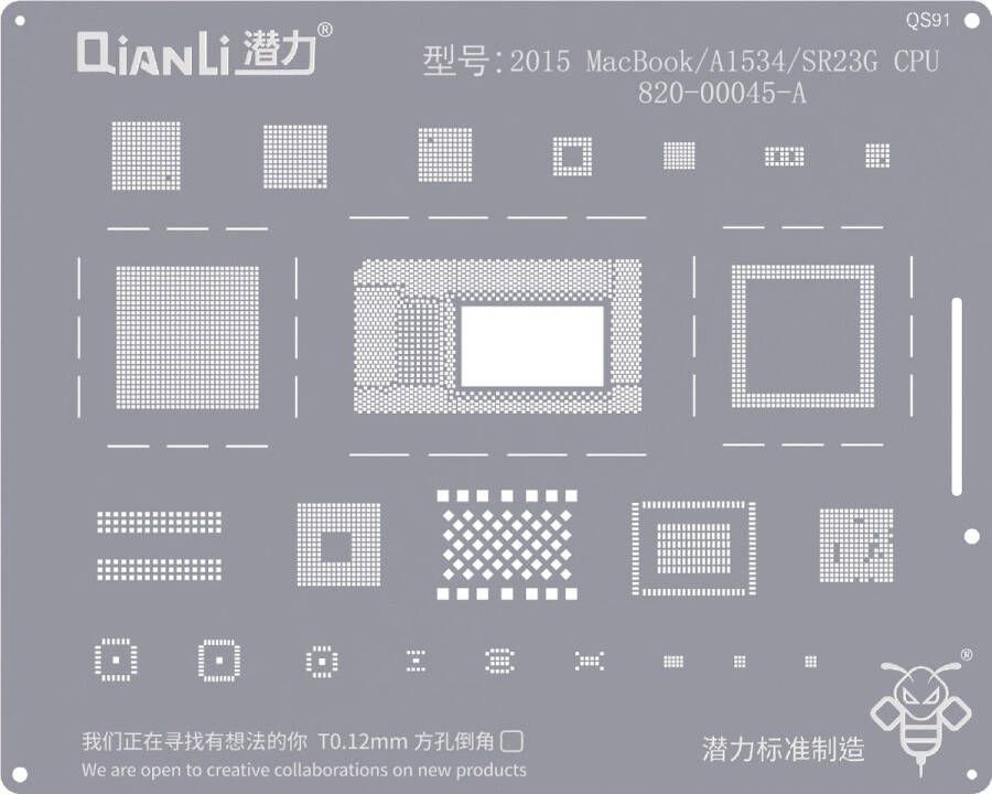 QIANLI Bumblebee Stencil MacBook A1534 Soldering en accessoires SR23G CPU 820-00045 -A