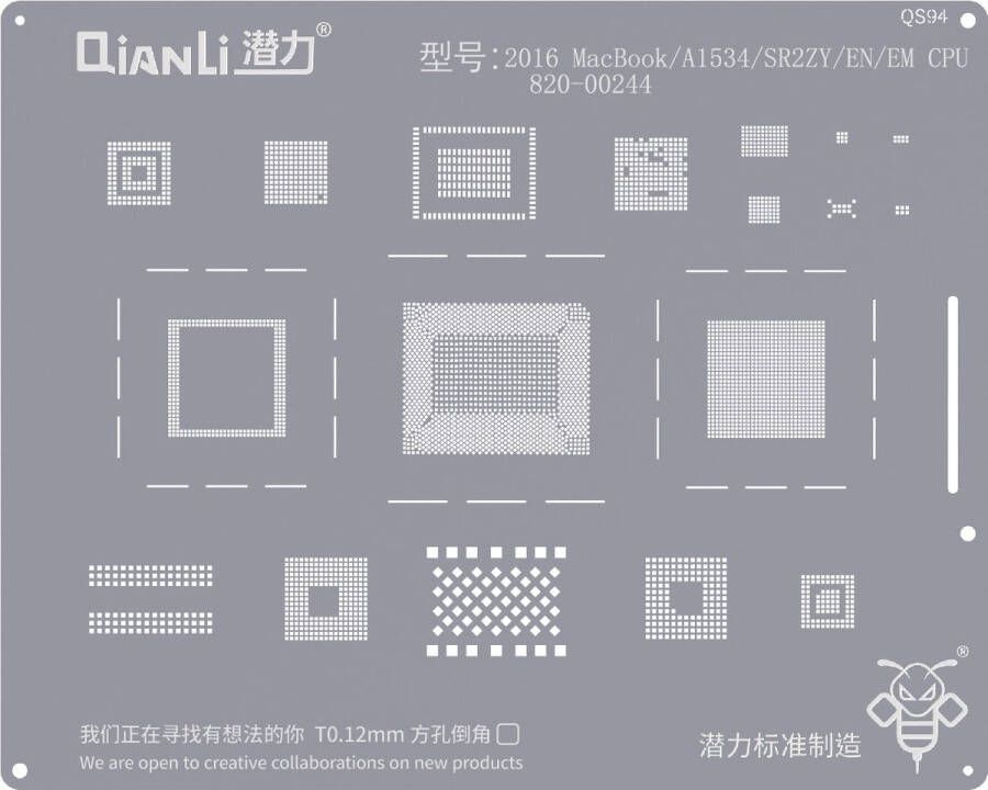 QIANLI Bumblebee Stencil Soldering en accessoires MacBook A1534 CPU 820-00244 Reballing stencil