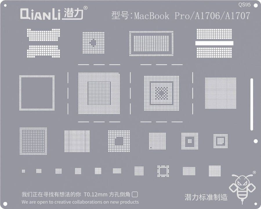 QIANLI Bumblebee Stencil MacBook Pro A1706 A1707 Solder Stencil Reballing Stencil Universal Model