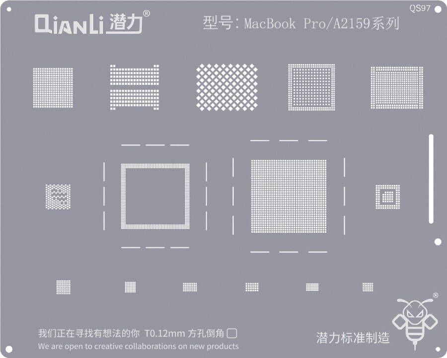 QIANLI Bumblebee Stencil MacBook Pro A2159 Series Soldering en accessoires Reballing Stencil Universal Model