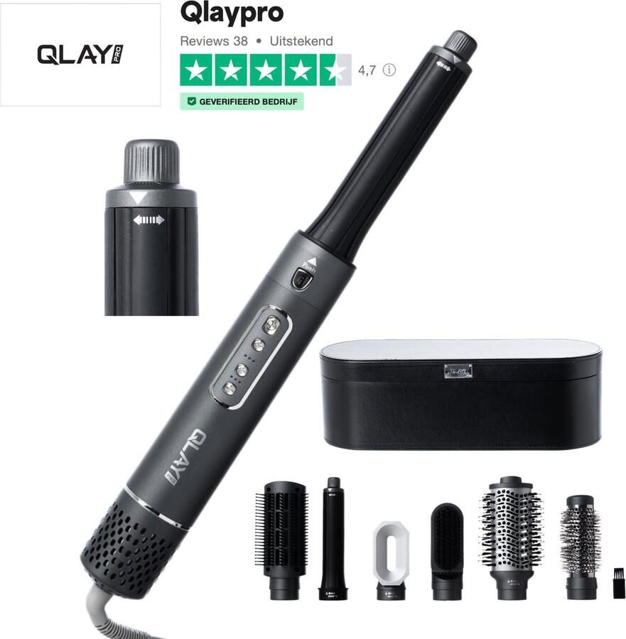 Qlaypro airstyler 6 in 1 set SUMMER SALE Airstyler krultang 6 in 1 multi styler Föhnborstel Krulborstel Middel & Lang Haar Hairwrap Multistyler Heteluchtborstel Hairstyler Haarstyler 2024 editie