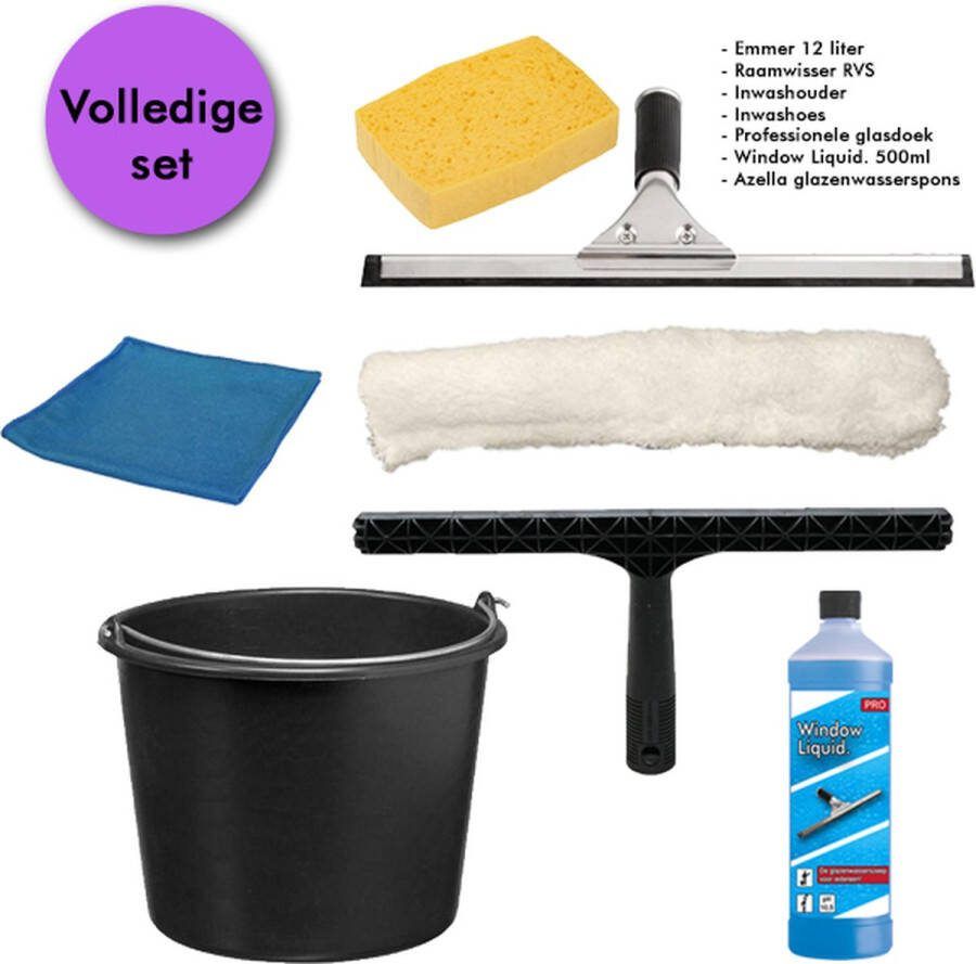 Octoclean.nl Professionele Glasreinigingsset 5in1 | 45cm Set inclusief Azella spons & GRATIS professionele glasdoek