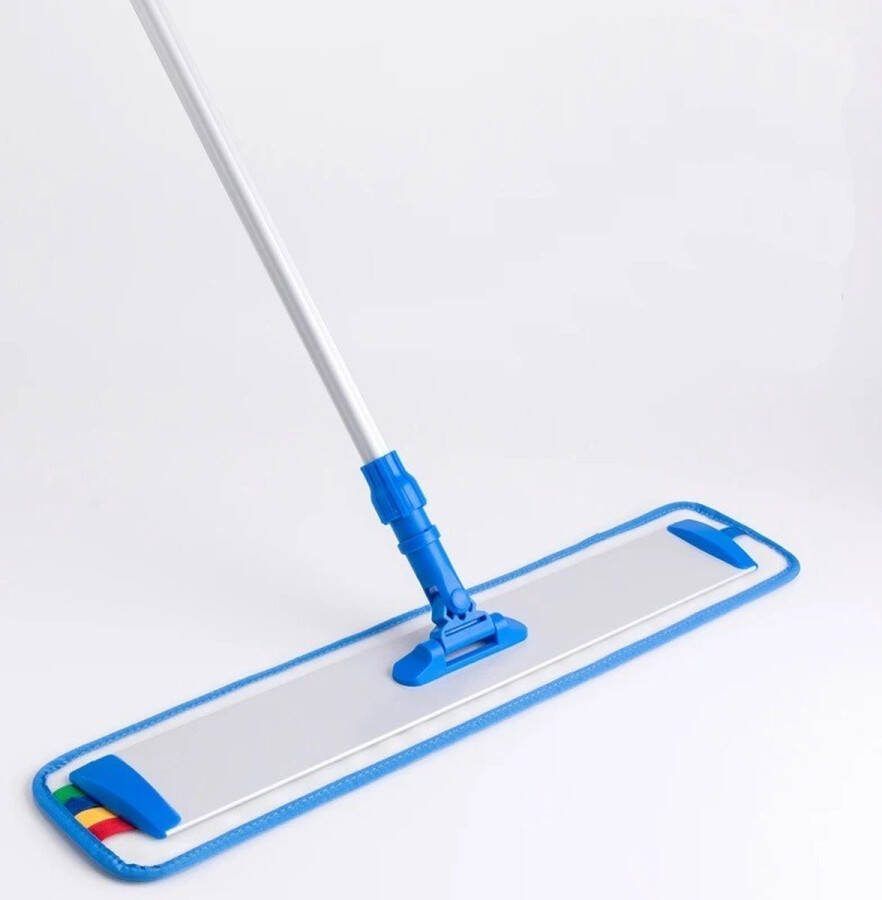 QleaZy Vlakmop + houder 41cm met Aluminium Telescoopsteel 150cm Professionele dweilset met telesteel 150cm
