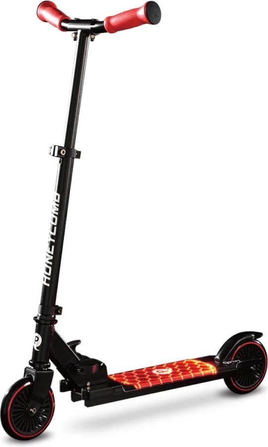 Qplay Honeycomb Kinderstep Step lichtgevend Led voor Jongens en Meisjes 3 tot 12 Jaar tot 50 kg Aluminium Rood