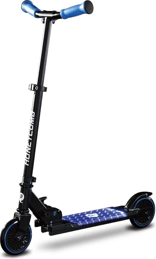 Qplay Honeycomb Kinderstep Step lichtgevend Led voor Jongens en Meisjes 3 tot 12 Jaar tot 50 kg Aluminium blauw