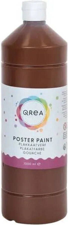 Qrea Plakkaatverf donkerbruin 1000ml Fles a 1000 milliliter 6 stuks
