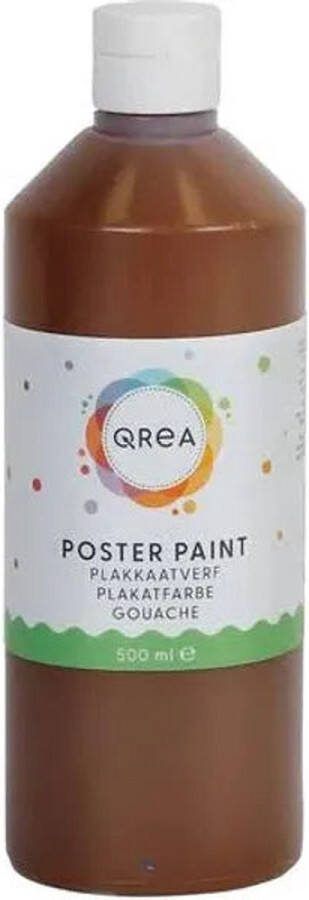 Qrea Plakkaatverf donkerbruin 500ml Fles a 500 milliliter 6 stuks
