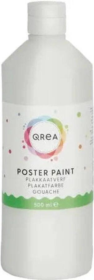 Qrea Plakkaatverf wit 500ml Fles a 500 milliliter 6 stuks