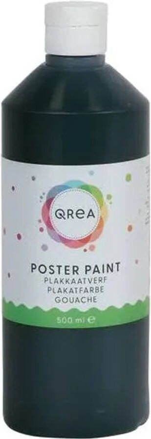 Qrea Plakkaatverf zwart 500ml Fles a 500 milliliter 6 stuks