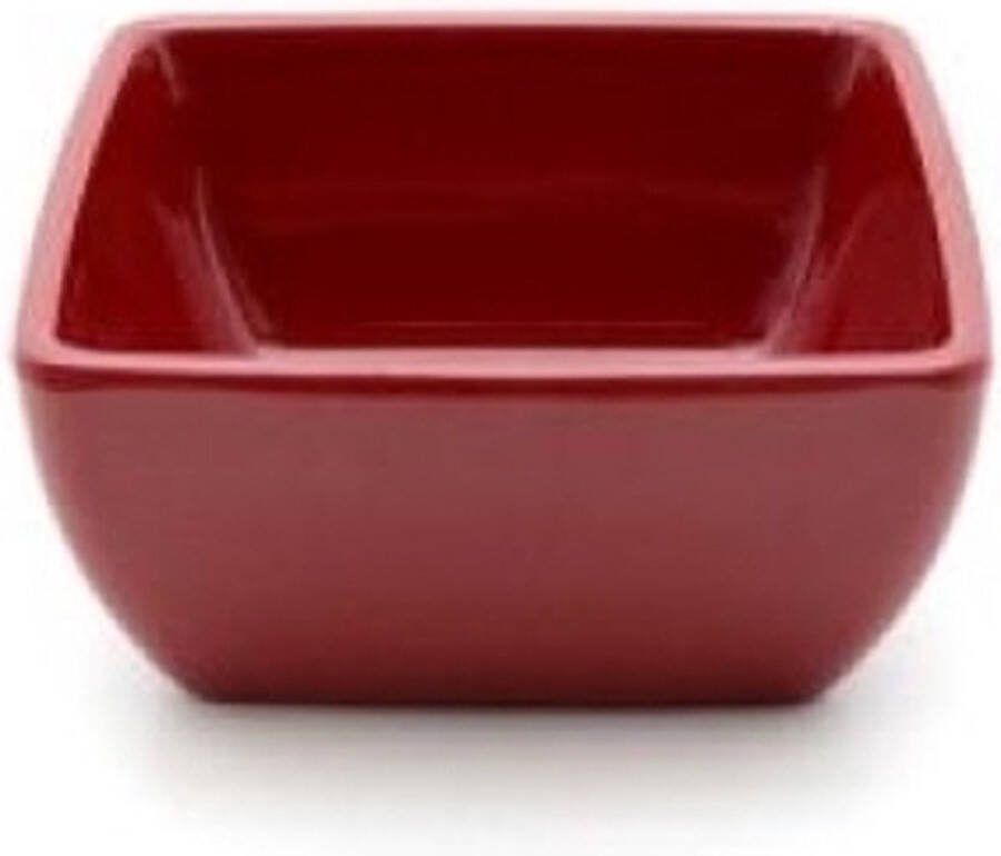 Qsquared NY QSquared VIER stuks Dipschaal Tapasschaaltje Onbreekbaar 9x 9 cm Rood